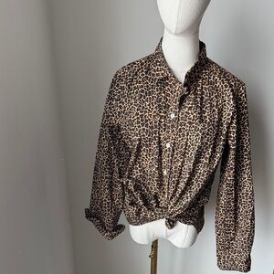 JCrew Leopard Print Button-Up Shirt